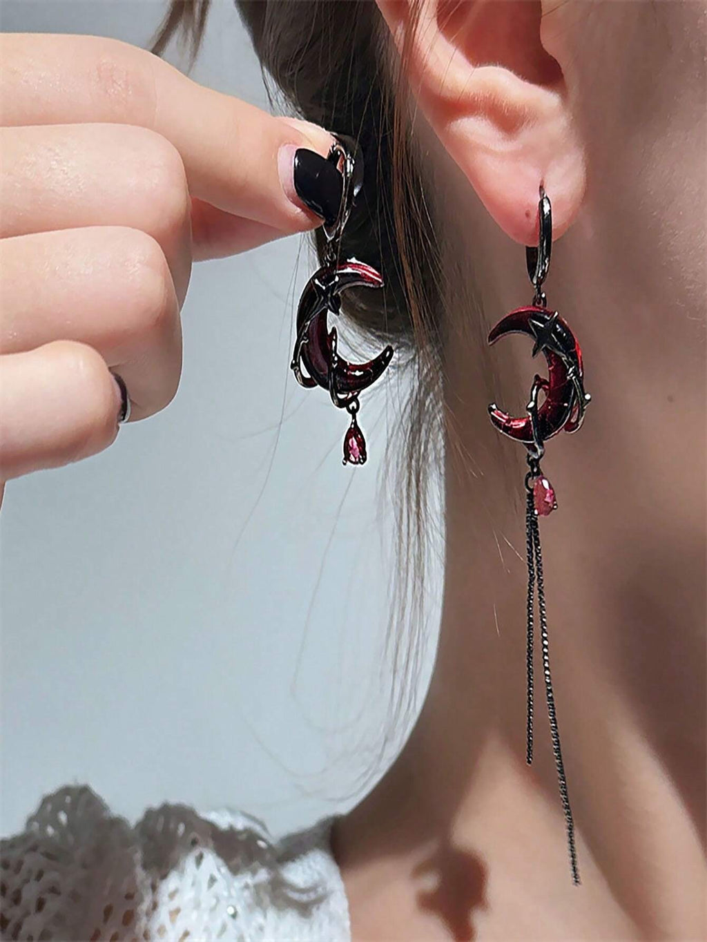 Red Crescent Earrings