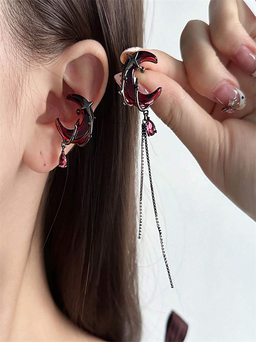 Red Crescent Earrings